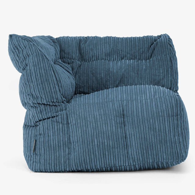 Modulaire Canapé Pouf, Élément Angle Gauche - Côtelé Bleu Marine 01