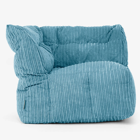 Modulaire Canapé Pouf, Élément Angle Gauche - Côtelé Mer Égée 01