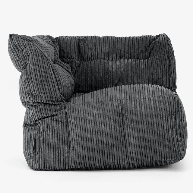 Modulaire Canapé Pouf, Élément Angle Gauche - Côtelé Noir 01