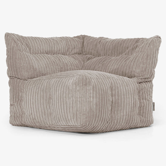 Modulaire Canapé Pouf, Élément Angle Droit - Côtelé Grège 02