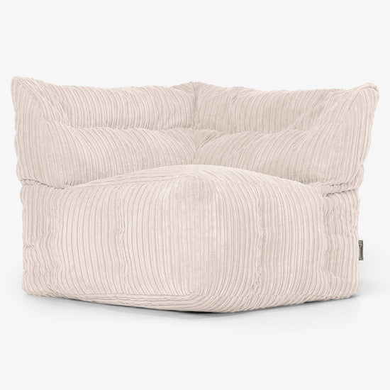 Modulaire Canapé Pouf, Élément Angle Droit - Côtelé Ivoire 02