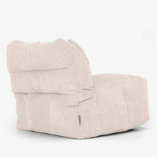 Modulaire Canapé Pouf, Élément Angle Droit - Côtelé Ivoire 03