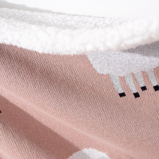 Couverture / Plaid - Tricoté Mouton Rose 02