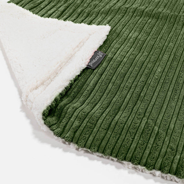 Plaid / Couverture Sherpa - Côtelé Vert Forêt 01