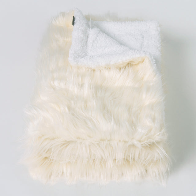 Plaid / Couverture Sherpa - Imitation fourrure à poils longs Crème 01
