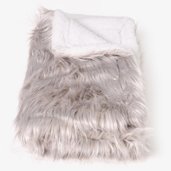 Plaid / Couverture Sherpa - Imitation fourrure à poils longs Gris 01