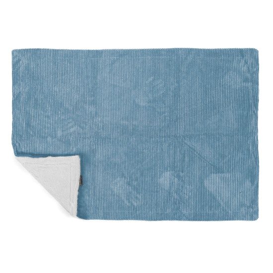 Plaid / Couverture Sherpa - Velours Côtelé Gaufré Bleu Ciel 03