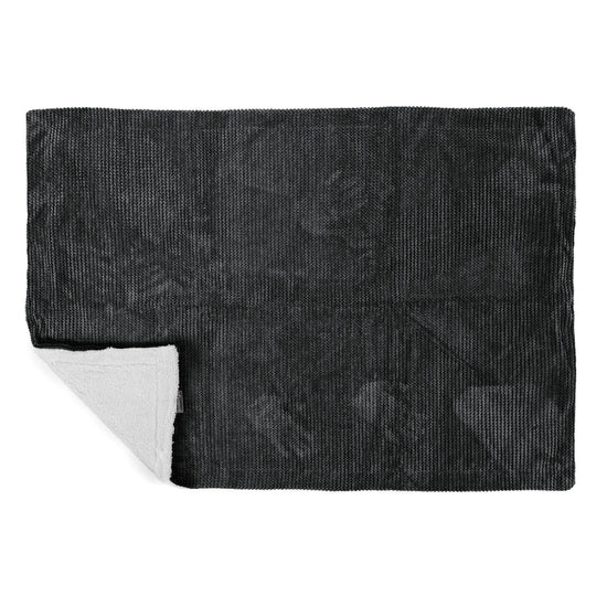 Plaid / Couverture Sherpa - Velours Côtelé Gaufré Noir 03