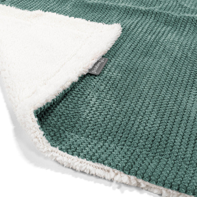Plaid / Couverture Sherpa - Velours Côtelé Gaufré Vert Mousse 01