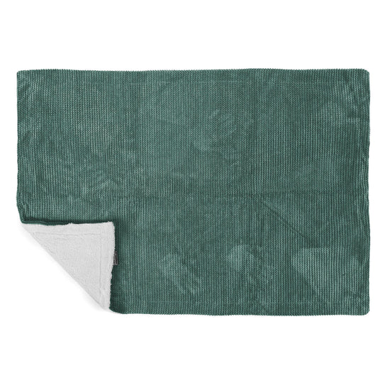 Plaid / Couverture Sherpa - Velours Côtelé Gaufré Vert Mousse 03