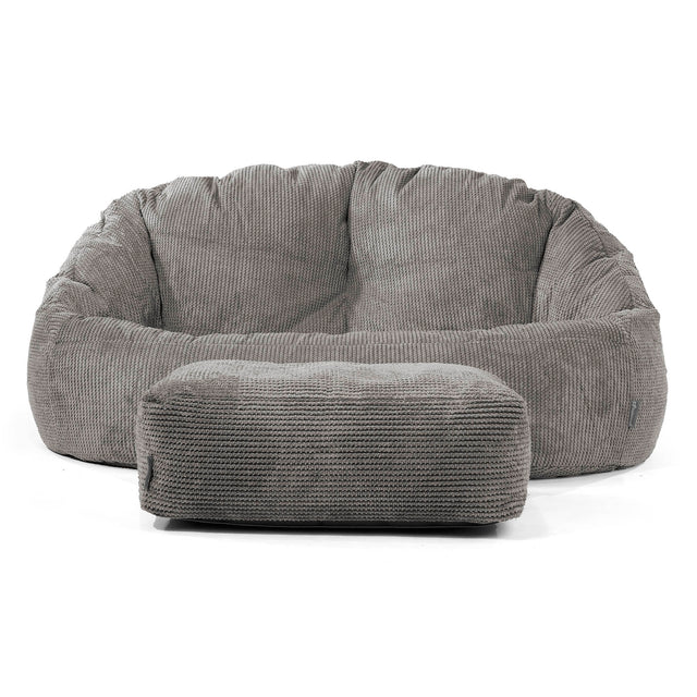 Pouf Canapé Bubble - Velours Côtelé Gaufré Anthracite 01
