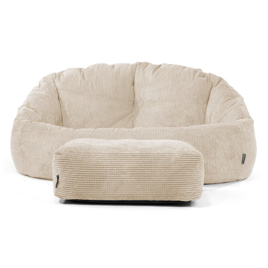Pouf Canapé Bubble - Velours Côtelé Gaufré Crème 01