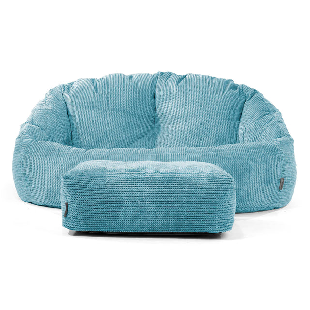 Pouf Canapé Bubble - Velours Côtelé Gaufré Mer Égée 01