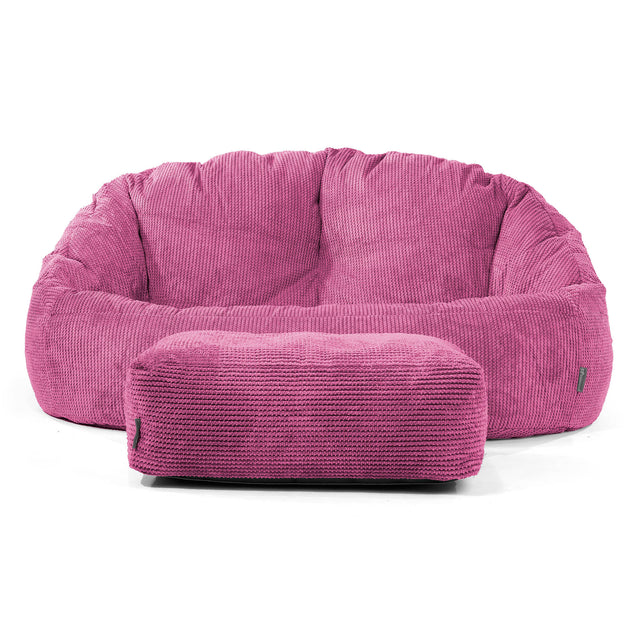 Pouf Canapé Bubble - Velours Côtelé Gaufré Rose 01
