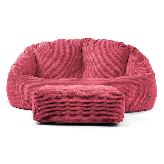 Pouf Canapé Bubble - Velours Côtelé Gaufré Rouge pastel 02