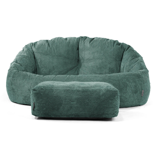 Pouf Canapé Bubble - Velours Côtelé Gaufré Vert Mousse 02