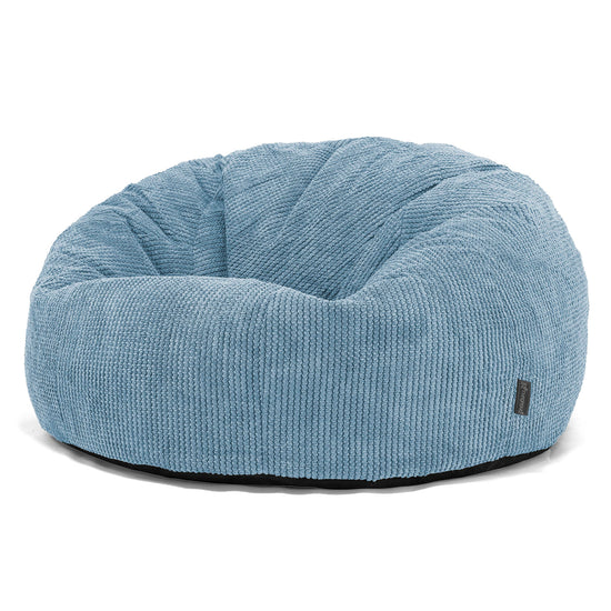 Pouf Canapé Classique - Velours Côtelé Gaufré Bleu Ciel 01
