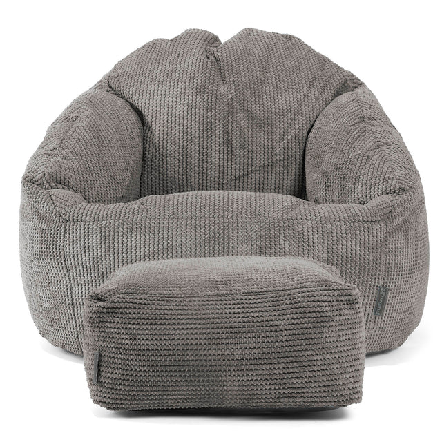 Pouf Chaise Bubble - Velours Côtelé Gaufré Anthracite 02