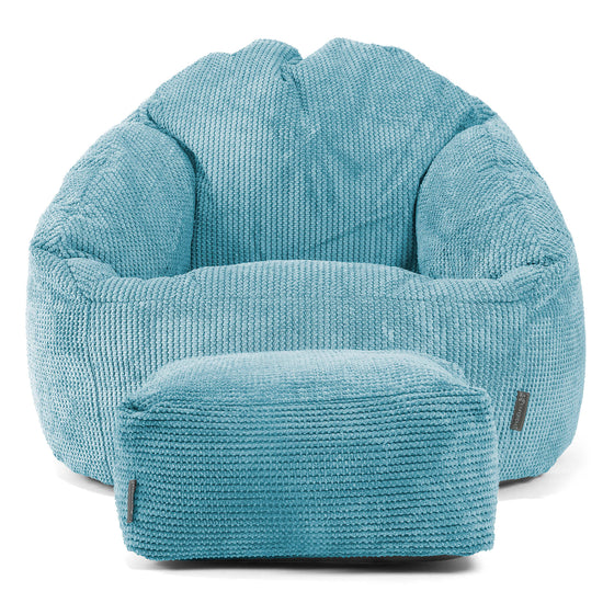 Pouf Chaise Bubble - Velours Côtelé Gaufré Mer Égée 02