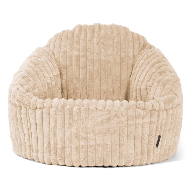 Pouf Chaise Bubble - Velours Côtelé Ultra Pelucheux Crème 01