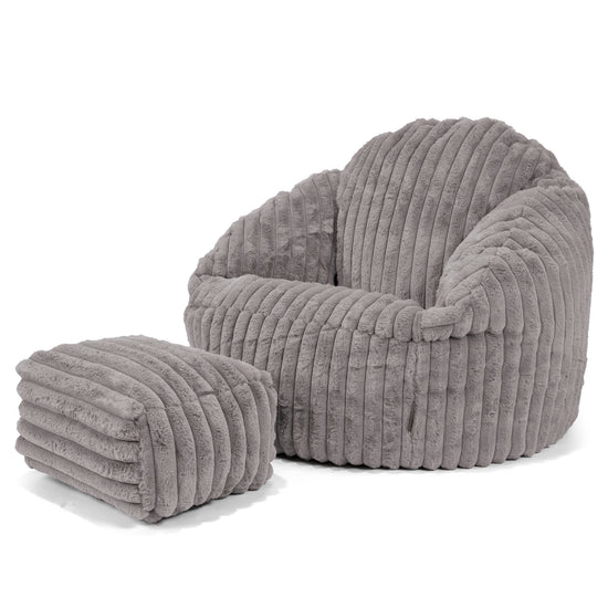 Pouf Chaise Bubble - Velours Côtelé Ultra Pelucheux Gris 03