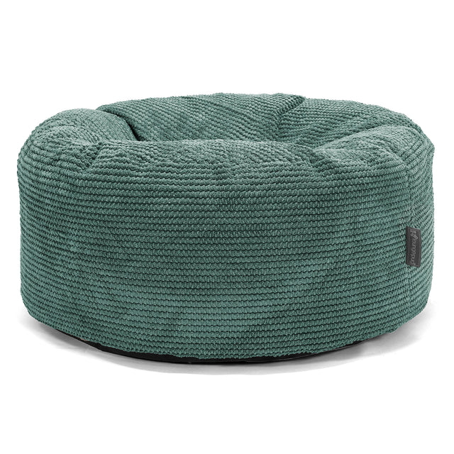 Pouf Design Rond - Velours Côtelé Gaufré Vert Mousse 01
