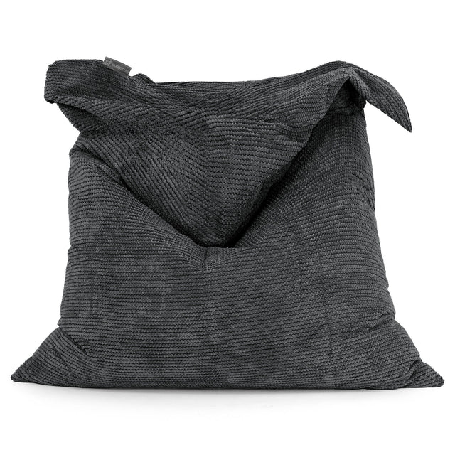 Pouf Géant XXL - Velours Côtelé Gaufré Noir 01
