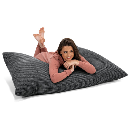 Pouf Géant XXL - Velours Côtelé Gaufré Noir 03