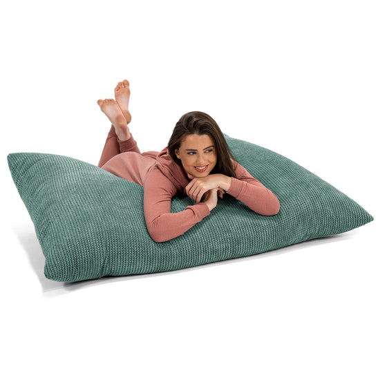 Pouf Géant XXL - Velours Côtelé Gaufré Vert Mousse 03