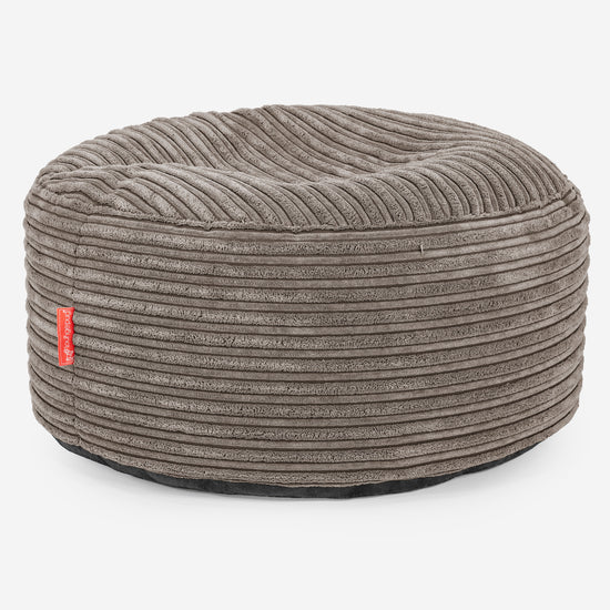 Pouf Ottoman avec Plateau - Côtelé Grège 02