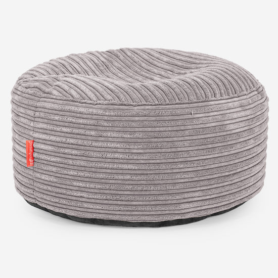 Pouf Ottoman avec Plateau - Côtelé Gris Argent 02