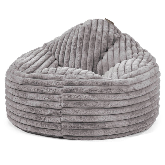 Pouf Poire Archi - Velours Côtelé Ultra Pelucheux Gris 01
