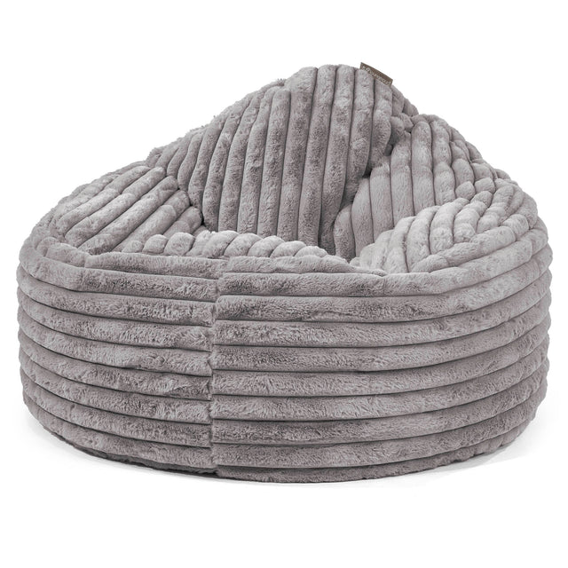 Pouf Poire Archi - Velours Côtelé Ultra Pelucheux Gris 01