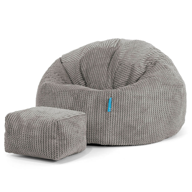 Pouf Poire Classique Enfant 1-5 ans - Velours Côtelé Gaufré Anthracite 02