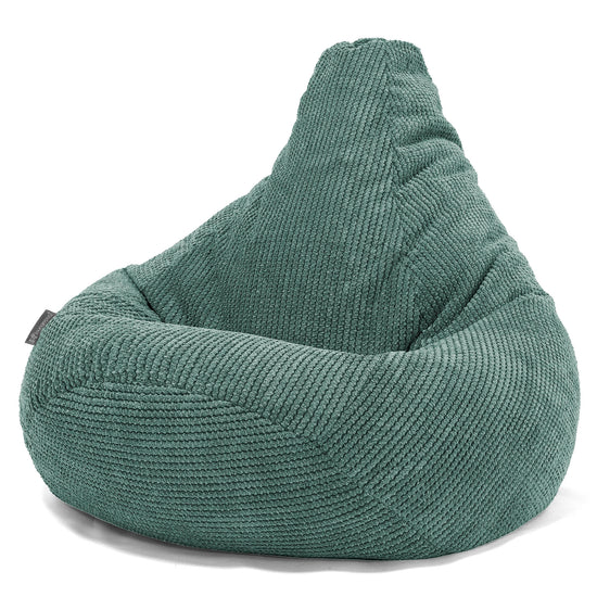 Pouf Poire Gamer - Velours Côtelé Gaufré Vert Mousse 02