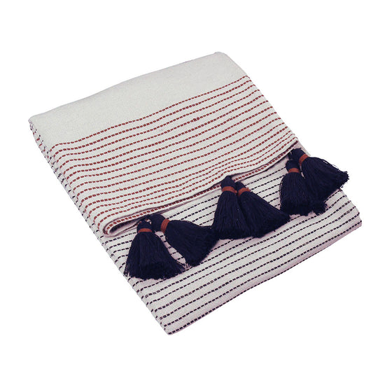 Plaid / Couverture à Velours Côtelé Gaufrés Brodés - Neutre 02
