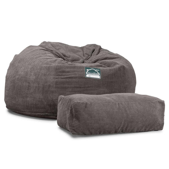 Lounge Pug, CloudSac 1010 XXL, Canapé Pouf Géant XXL à Mémoire de Forme, Gros Pouf Sofa, Velours Côtelé Gaufré Anthracite