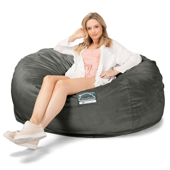 Lounge Pug, CloudSac 1010 XXL, Canapé Pouf Géant XXL à Mémoire de Forme, Gros Pouf Sofa, Velours Anthracite