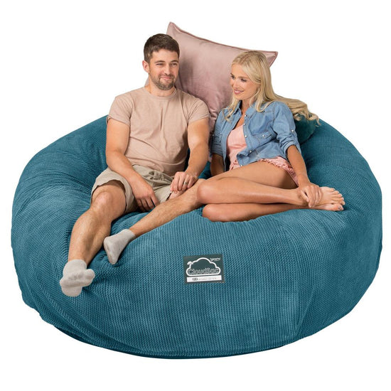 Lounge Pug, CloudSac 3000 XXL, Grand Canapé Pouf à Mémoire de Forme, Gros Pouf Sofa, Velours Côtelé Gaufré Mer Égéé