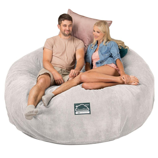 Lounge Pug, CloudSac 3000 XXL, Grand Canapé Pouf à Mémoire de Forme, Gros Pouf Sofa, Velours Côtelé Gaufré Crème