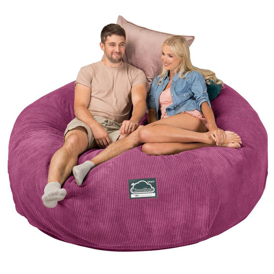 Lounge Pug, CloudSac 3000 XXL, Grand Canapé Pouf à Mémoire de Forme, Gros Pouf Sofa, Velours Côtelé Gaufré Rose