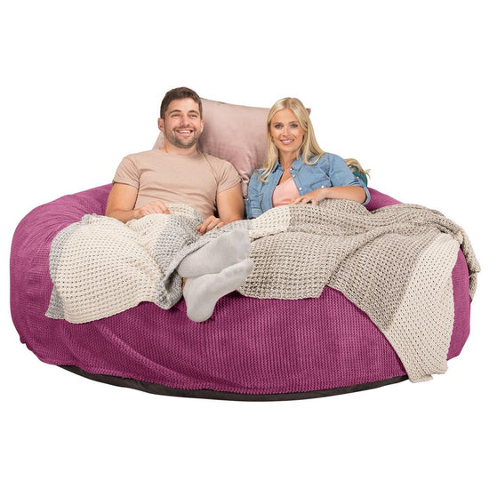 Lounge Pug, CloudSac 3000 XXL, Grand Canapé Pouf à Mémoire de Forme, Gros Pouf Sofa, Velours Côtelé Gaufré Rose