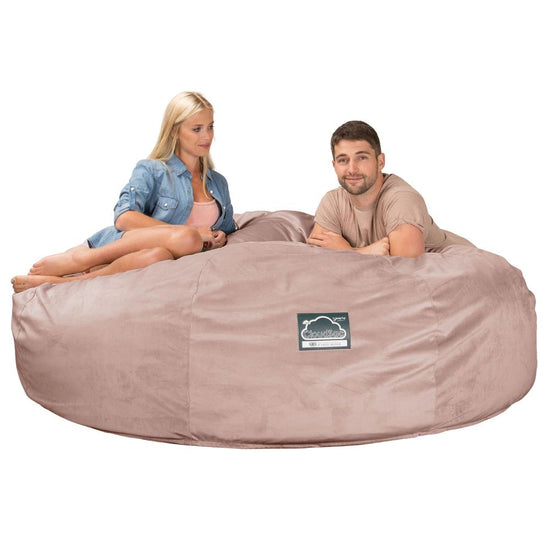 Lounge Pug, CloudSac 3000 XXL, Grand Canapé Pouf à Mémoire de Forme, Gros Pouf Sofa, Velours Rose