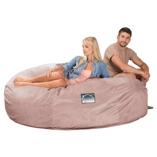 Lounge Pug, CloudSac 3000 XXL, Grand Canapé Pouf à Mémoire de Forme, Gros Pouf Sofa, Velours Rose