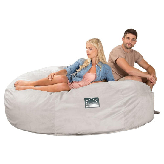 Lounge Pug, CloudSac 3000 XXL, Grand Canapé Pouf à Mémoire de Forme, Gros Pouf Sofa, Velours Argent