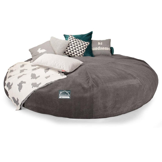 Lounge Pug, CloudSac 5000 XXXXXL, Canapé Pouf Titanesque à Mémoire de Forme, Gros Pouf Sofa, Velours Côtelé Gaufré Anthracite