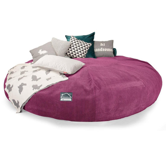 Lounge Pug, CloudSac 5000 XXXXXL, Canapé Pouf Titanesque à Mémoire de Forme, Gros Pouf Sofa, Velours Côtelé Gaufré Rose