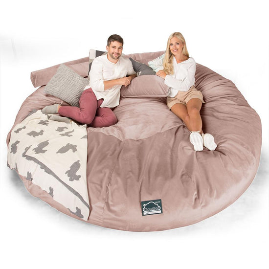 Lounge Pug, CloudSac 5000 XXXXXL, Canapé Pouf Titanesque à Mémoire de Forme, Gros Pouf Sofa, Velours Rose
