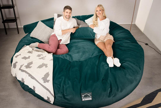 Lounge Pug, CloudSac 5000 XXXXXL, Canapé Pouf Titanesque à Mémoire de Forme, Gros Pouf Sofa, Velours Mer Égéé