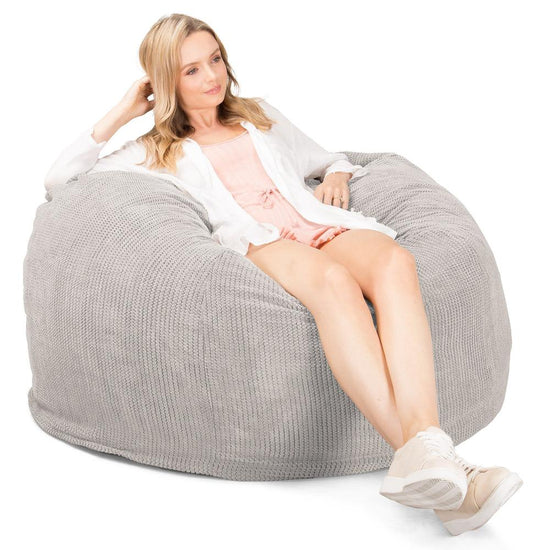 Lounge Pug, CloudSac 510 XL, Grand Pouf à Mémoire de Forme, Canapé, Velours Côtelé Gaufré Crème